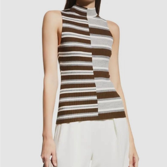 Theory Mix Stripe Mock Neck Wool Tank - Picture 11 of 11